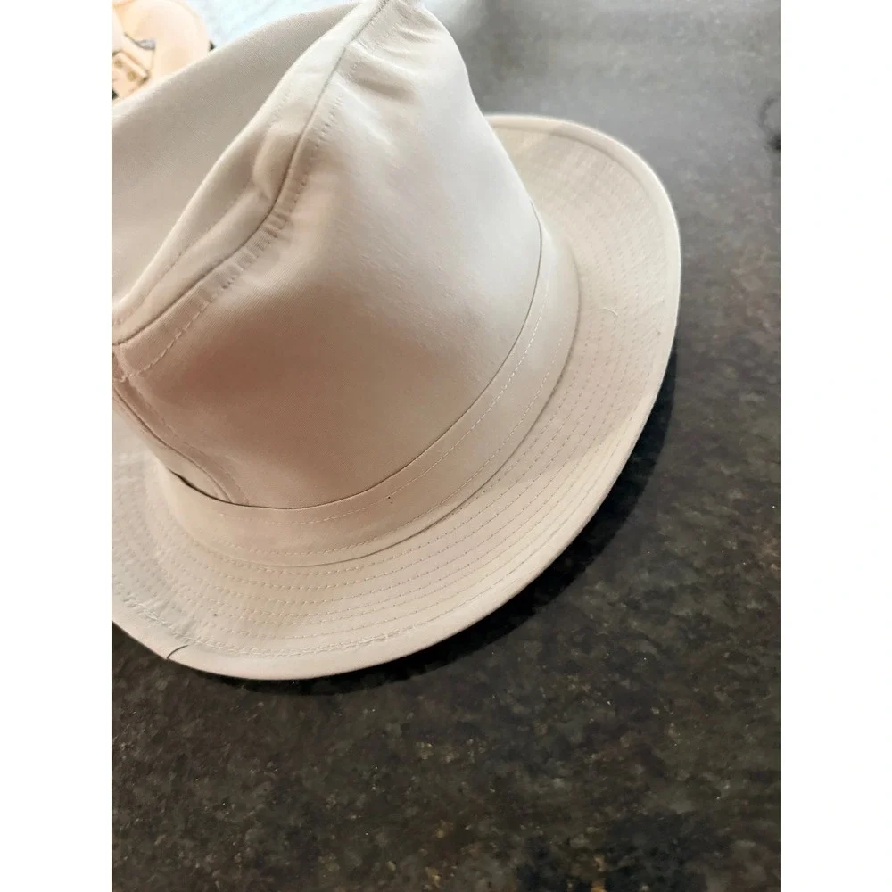 Vintage Design Collection Beige Fedora Hat Wide Brim Made in USA Size 6 7/8